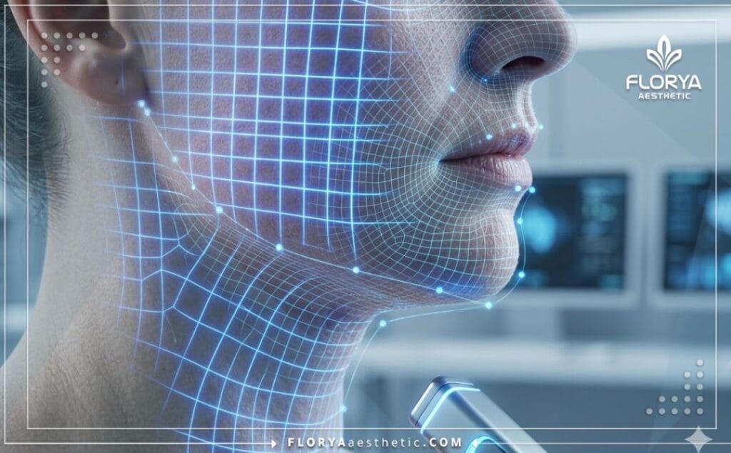 مسح ضوئي ثلاثي الأبعاد يوضح دقة تخطيط عمليات تجميل الوجه والرقبة.