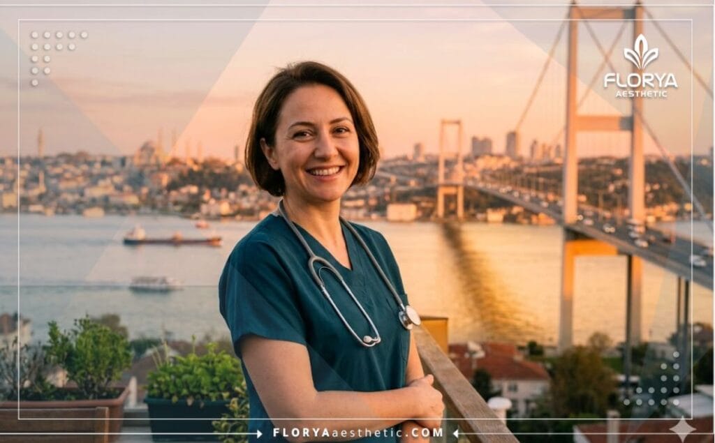 Doctor amable dando la bienvenida a los pacientes en Estambul