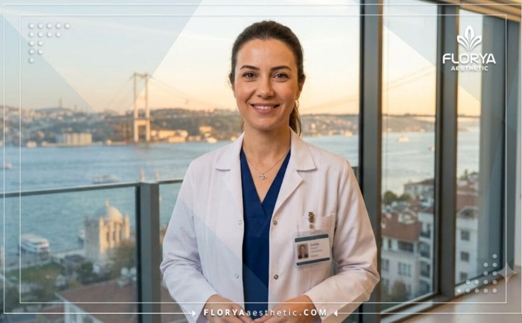 Especialista amable dando la bienvenida a los pacientes en Estambul.