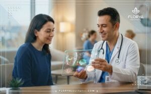 طبيب يشرح خطة عملية الهالات السوداء في تركيا لمريض باستخدام تقنية متطورة