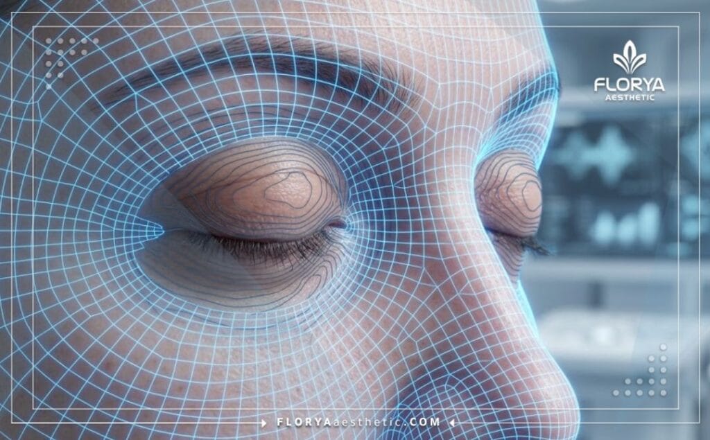 Цифровое 3D-сканирование, сфокусированное на анатомической области глаз.