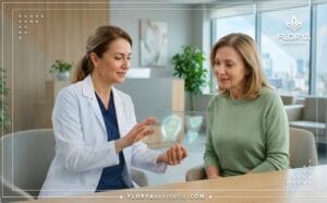 طبيب محترف يعرض خطة علاج رقمية لمريض مهتم بإجراء عملية شد الوجه في تركيا باستخدام تقنيات حديثة.