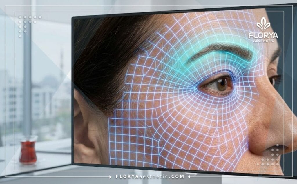 High-tech 3D macro surface scan of the forehead and lateral brow region