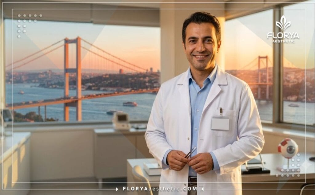 Friendly specialist doctor welcoming patients to an aesthetic clinic in Istanbul