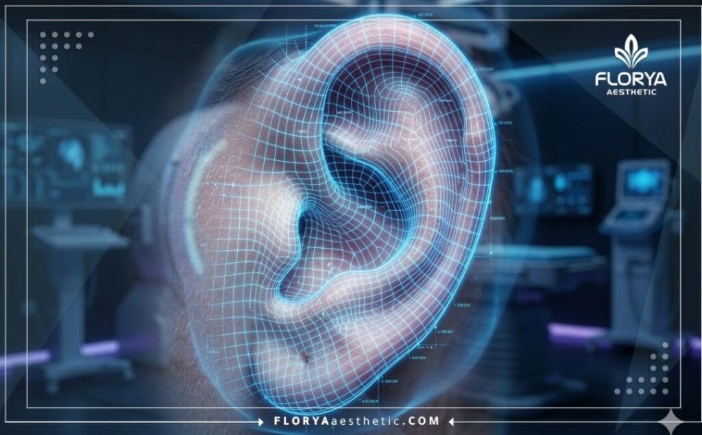 Advanced 3D digital scan analyzing the structural anatomy of the ear.