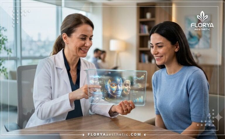 طبيب متخصص يشرح خطة علاج تجويف العين في تركيا باستخدام تقنيات رقمية