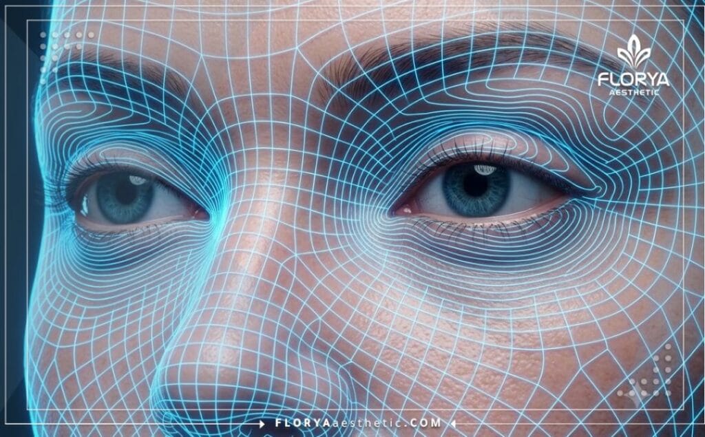مسح رقمي ثلاثي الأبعاد لمنطقة العين والجفون يوضح تفاصيل البشرة بدقة بالغة