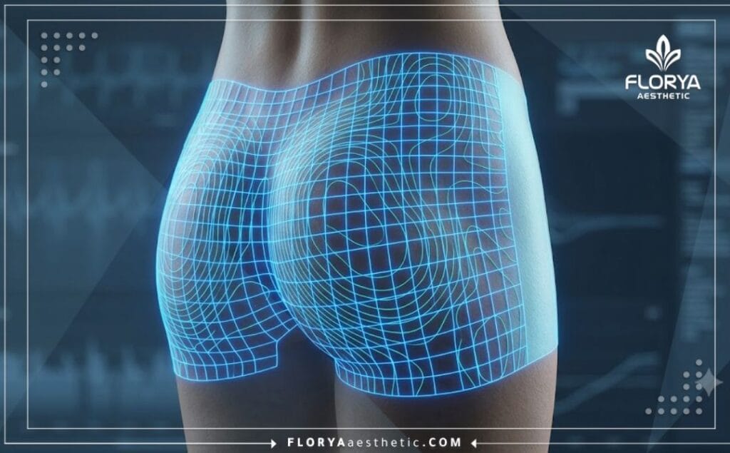 Detailed 3D digital surface scan of the body contouring area for fat transfer