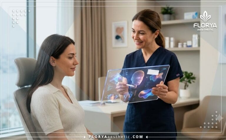 أفضل دكتور علاج ترهل الجفون في تركيا يراجع خطة العلاج عبر جهاز لوحي متطور