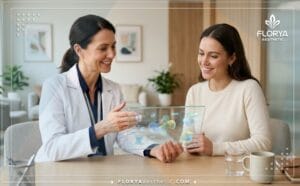 طبيب خبير يشرح خطة العلاج في أفضل عيادة حقن الفيلر للصدر باستخدام أحدث الأجهزة.