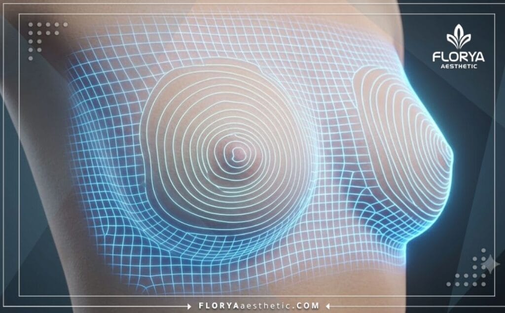 High-tech 3D macro surface scan highlighting the chest area with a neon blue laser grid