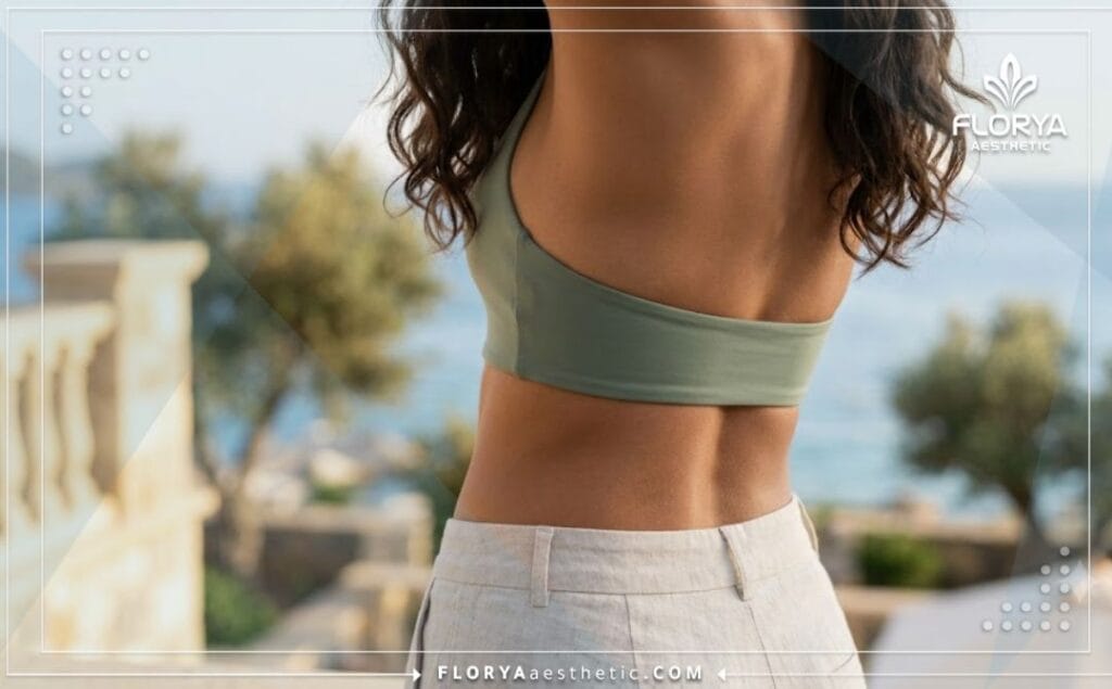 لقطة مقربة تبرز النتيجة المثالية والظهر المتناسق بعد الإجراء التجميلي.