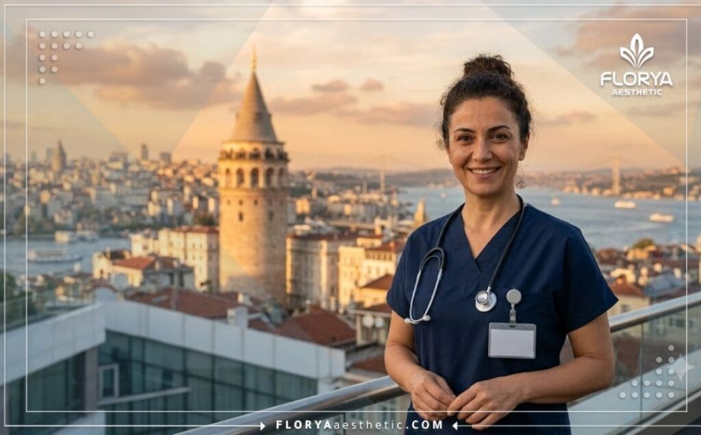 Médecin expert et souriant accueillant chaleureusement les patients à Istanbul