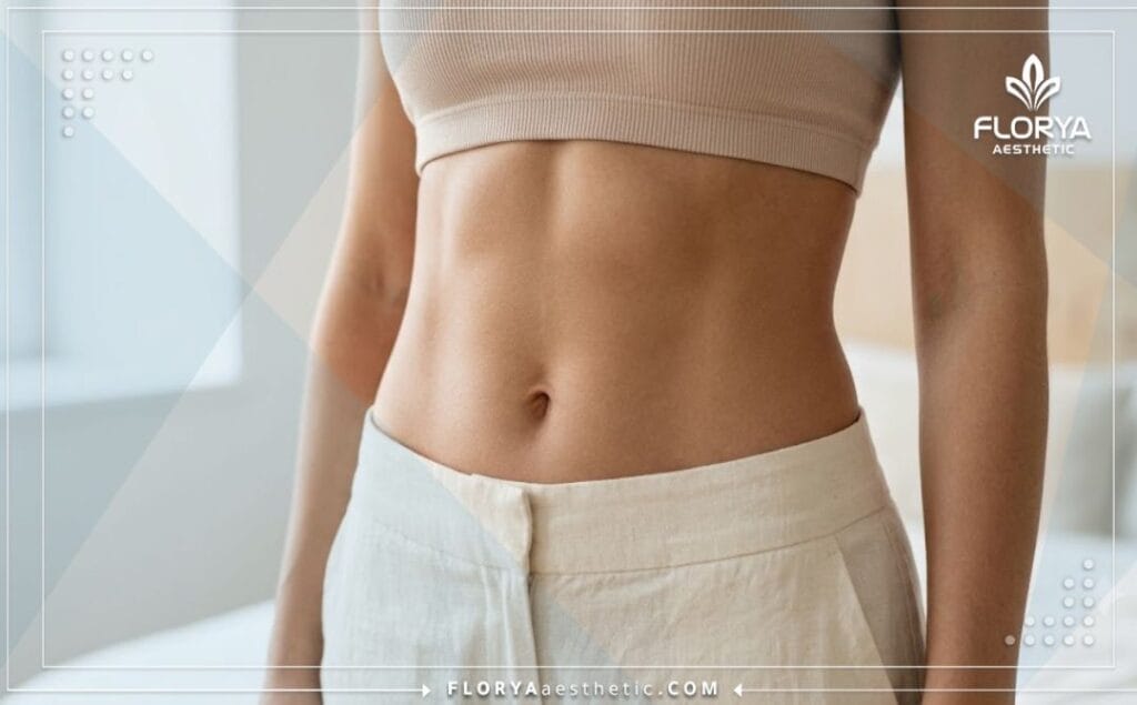 Resultado estético impecable y natural de un contorno abdominal exitoso mostrando un vientre plano.