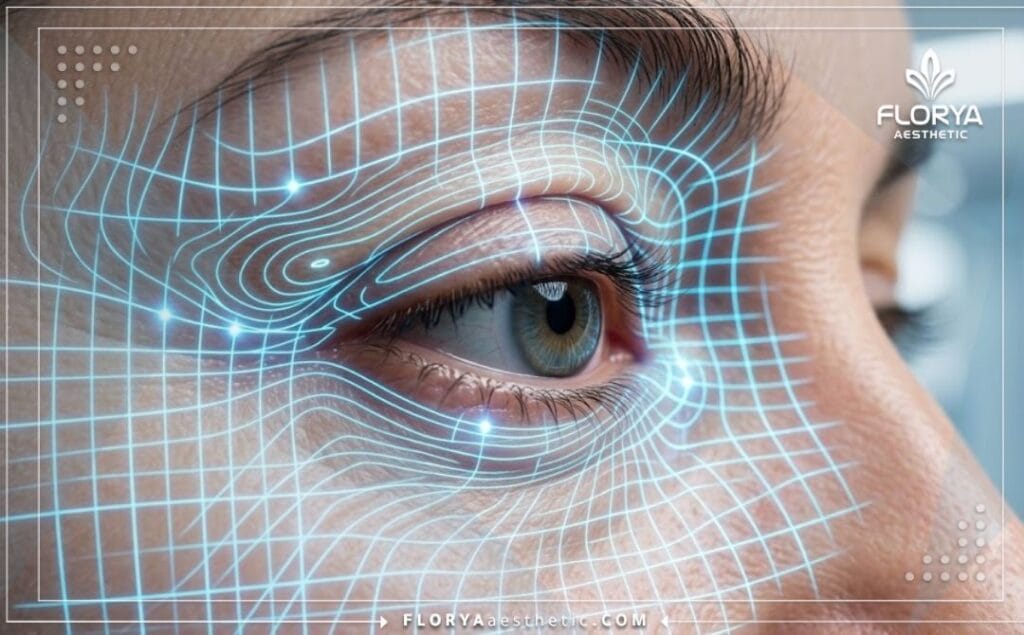 Modélisation 3D haute technologie de la zone des paupières pour une précision médicale.