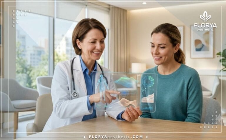 طبيب يشرح خطة العلاج في أفضل عيادة شفط الدهون مع شد الجلد J-Plasma في تركيا