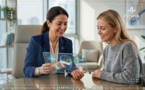 صورة توضح أفضل دكتور قص وشد الجفون السفلية في تركيا يشرح الخطة العلاجية للمريض