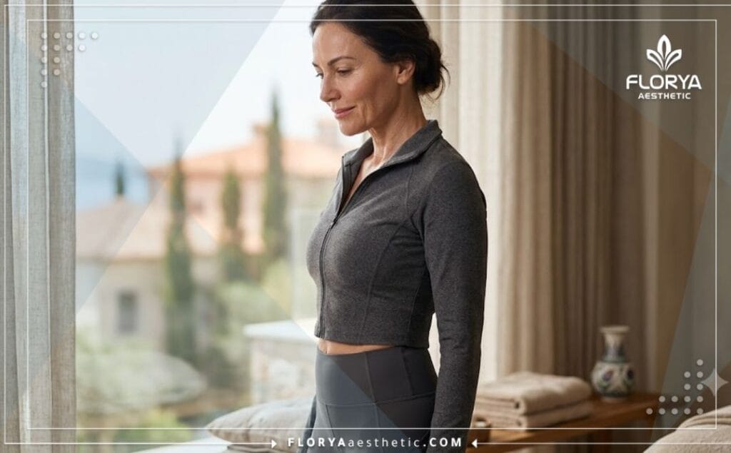 Macro cinematic focus capturing the flawless aesthetic result and smooth skin definition after a successful non-invasive body sculpting session.