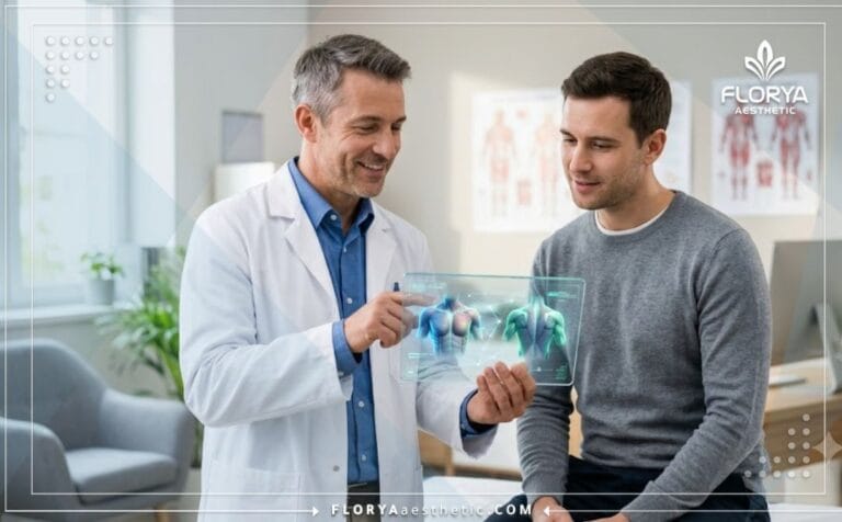 طبيب يشرح خطة العلاج في أفضل عيادة شفط دهون الصدر للرجال باستخدام تقنيات حديثة