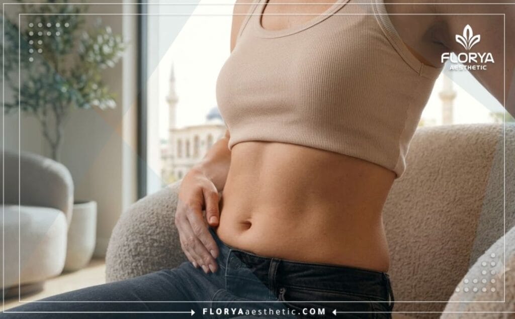 Primer plano cinematográfico que muestra el resultado perfecto de la escultura corporal.