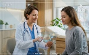 طبيب محترف يشرح خطة العلاج في أفضل عيادة نحت الخصر في تركيا باستخدام تقنيات لوحية حديثة.