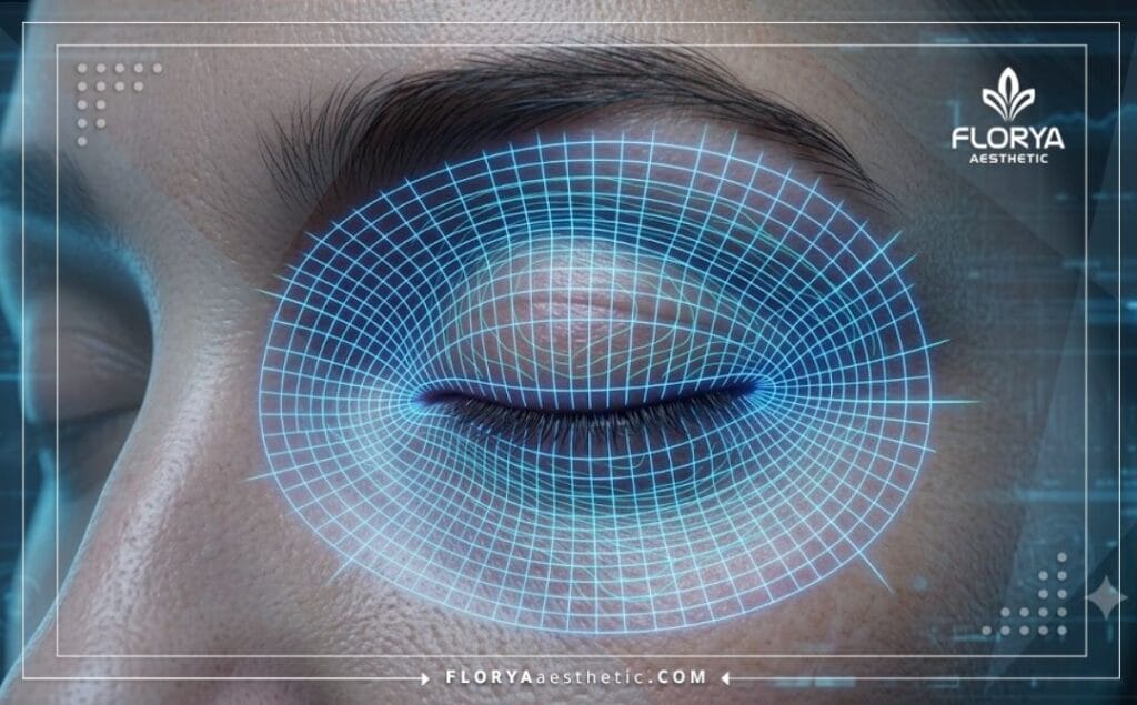مسح ثلاثي الأبعاد دقيق لمنطقة العين يوضح تفاصيل الإجراء التجميلي