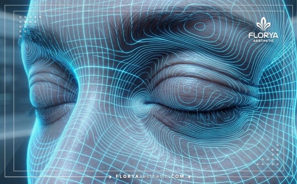 High-tech macro 3D surface scan of the eyelid and orbital area.