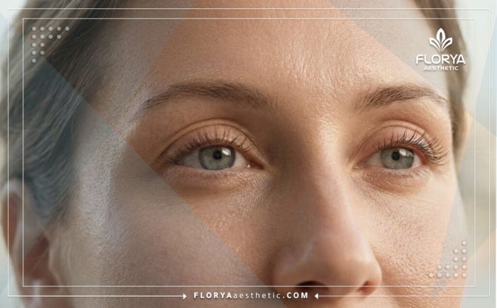 Flawless aesthetic outcome of eyelid surgery highlighting natural beauty.