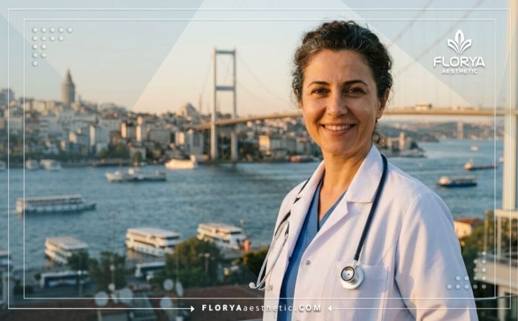 Friendly aesthetic doctor welcoming patients to Istanbul, Turkey.