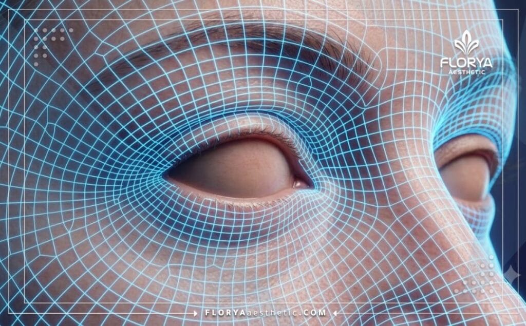 Numérisation 3D de haute technologie de la zone des paupières.