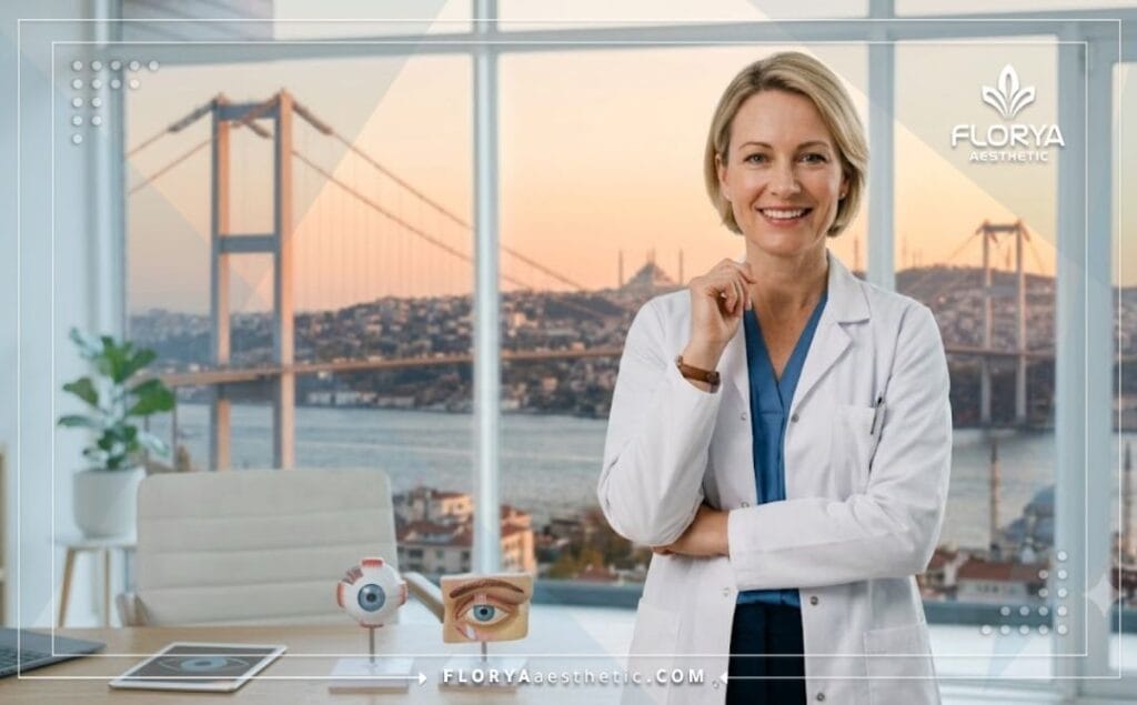 Médecin esthétique souriant accueillant un patient à Istanbul.