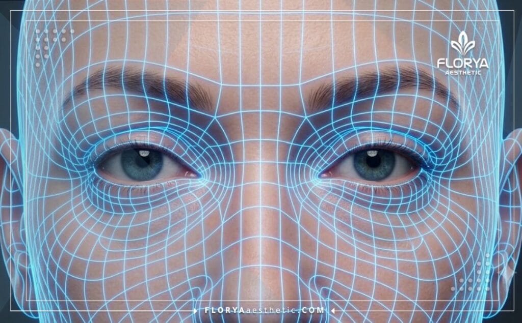 High-tech 3D macro surface scan of the eyelid region.