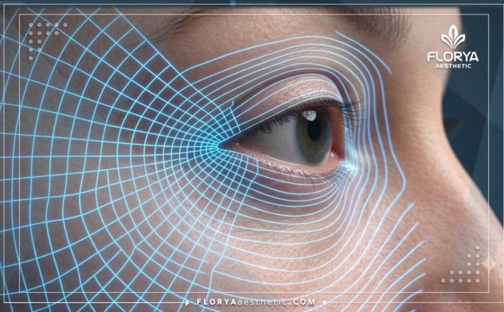 Scan 3D détaillé de la zone des yeux pour une précision esthétique maximale