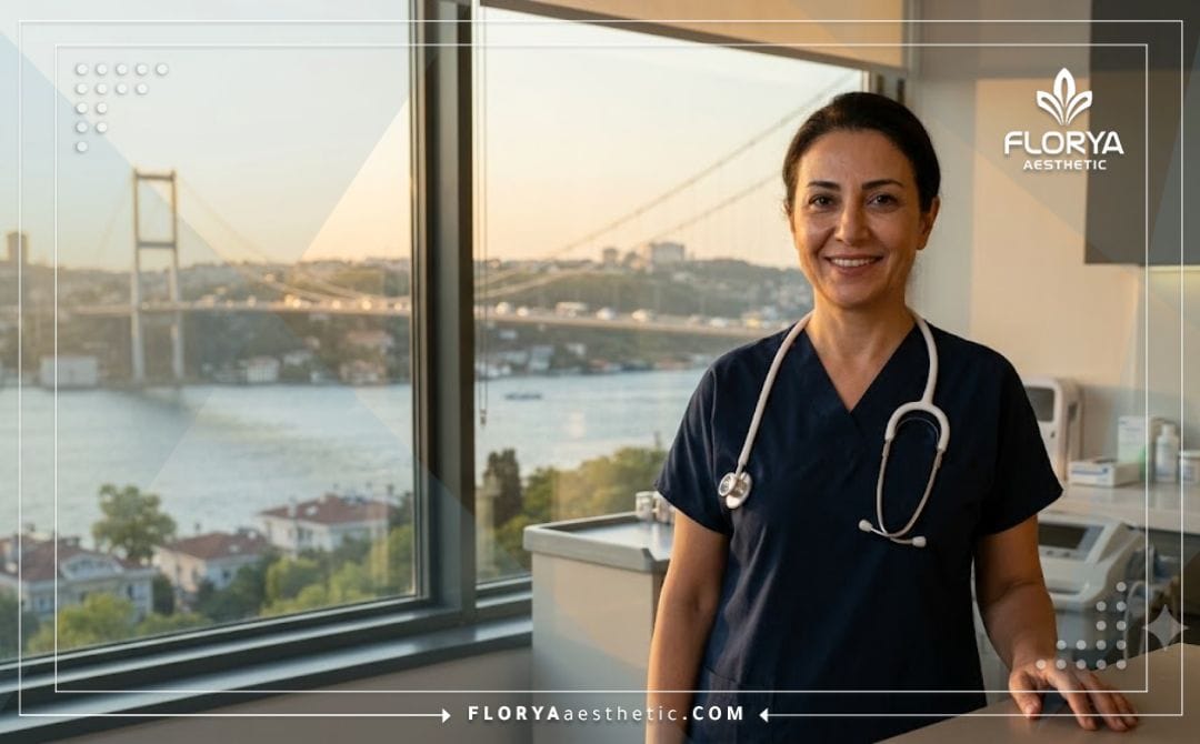 Médecin esthétique souriant accueillant les patients à Istanbul.