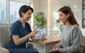 طبيب محترف يشرح خطة عملية عيون القطة للمشاهير في تركيا للمريض باستخدام تكنولوجيا رقمية متطورة.