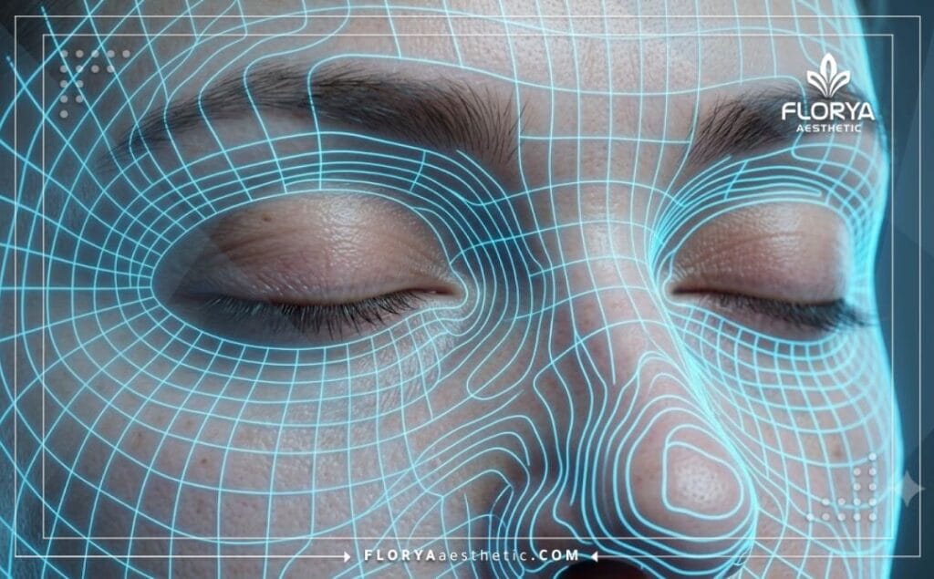 High-tech 3D macro surface scan focusing on the precise periorbital anatomical region