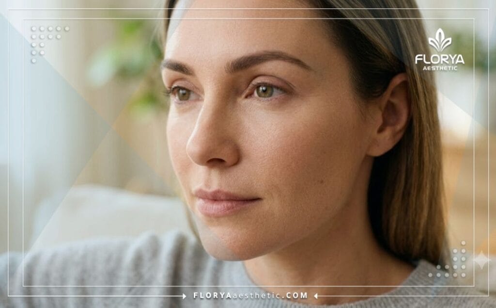 Cinematic close-up showing the perfect, youthful result of the procedure around the eyes