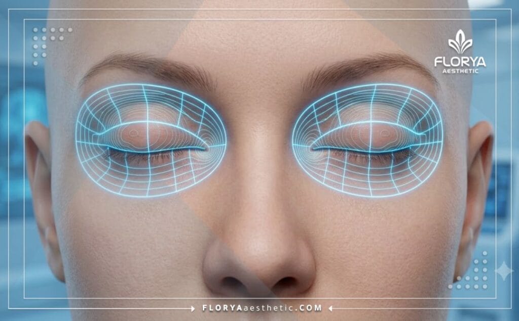 Escaneo digital en 3D de alta tecnología centrado en la anatomía del área ocular.