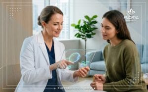 طبيب محترف يشرح خطة جراحة تجميل الجفن المزدوج للمريض باستخدام تقنيات حديثة