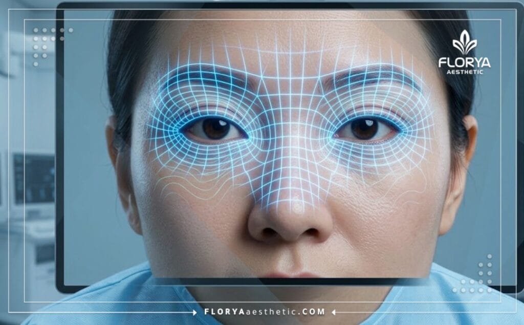 High-tech digital 3D surface scan mapping the exact anatomical structure for eye surgery