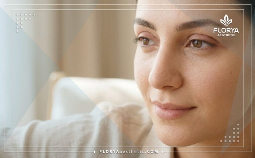 Close-up cinematic shot showing the flawless aesthetic result of an eye procedure