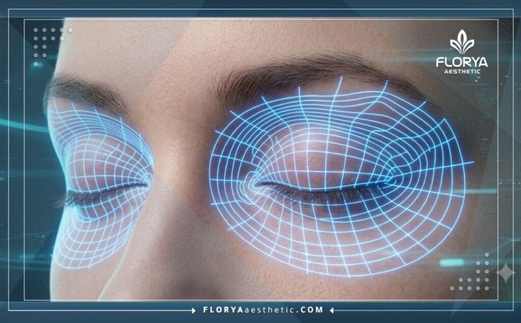 مسح رقمي ثلاثي الأبعاد لمنطقة العين يوضح دقة شد الجفون بتقنية الاندولفت في تركيا