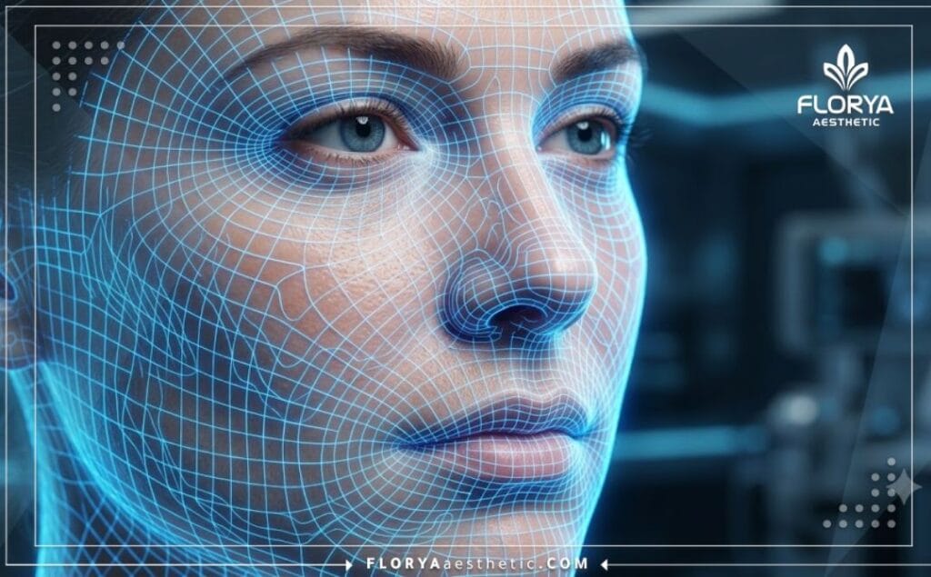 Detailed 3D digital macro scan focusing on facial anatomy for precise cosmetic planning