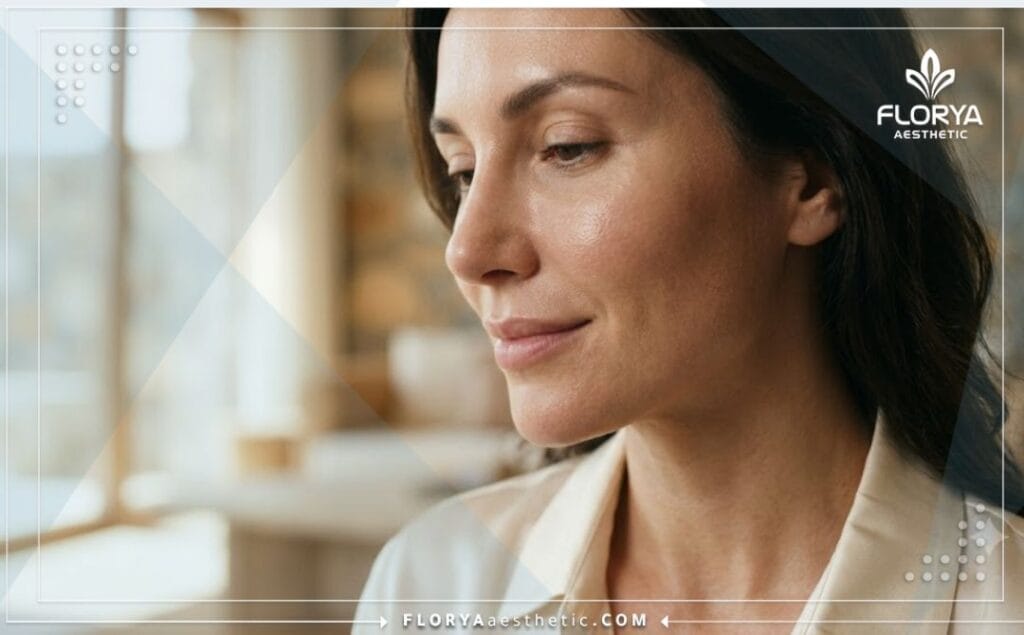 Cinematic close-up showing the flawless and natural aesthetic results of a facial procedure