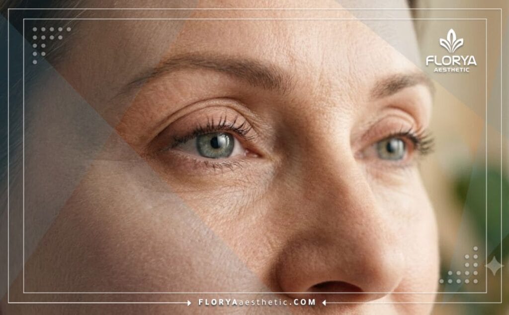 A close-up view showcasing the flawless, natural, and youthful results of successful eyelid rejuvenation.