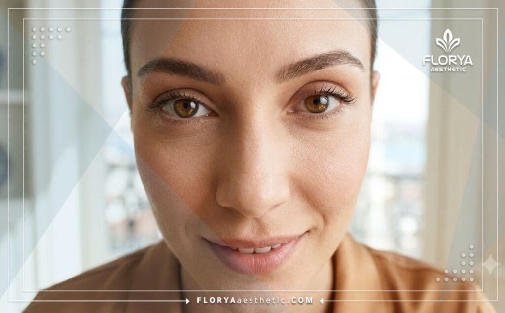 Modélisation 3D de la zone des yeux pour une intervention esthétique précise.