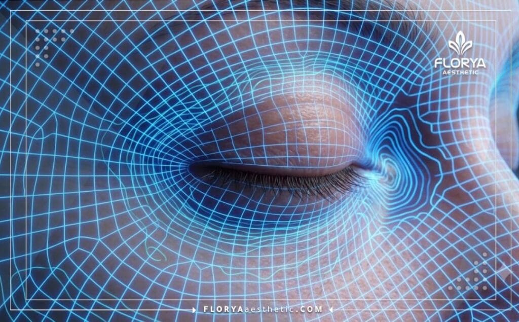 مسح رقمي ثلاثي الأبعاد دقيق لمنطقة العين لإجراء شد الجفون العرضي في تركيا
