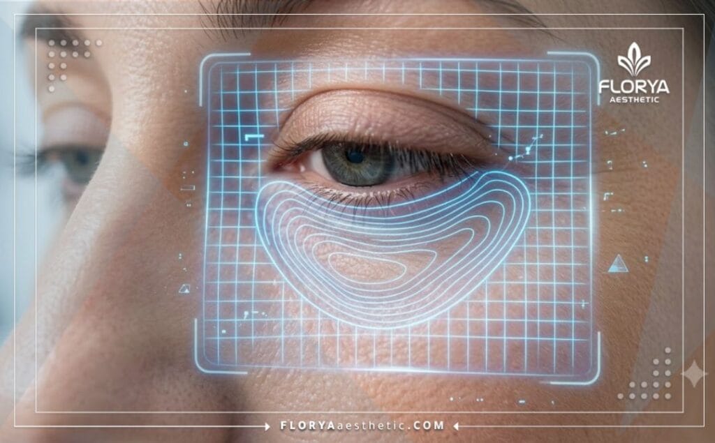 مسح رقمي ثلاثي الأبعاد يوضح تفاصيل منطقة تحت العين الدقيقة