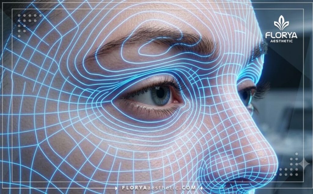 مسح رقمي ثلاثي الأبعاد لمنطقة العين والجفون يوضح الدقة الفائقة قبل الجراحة
