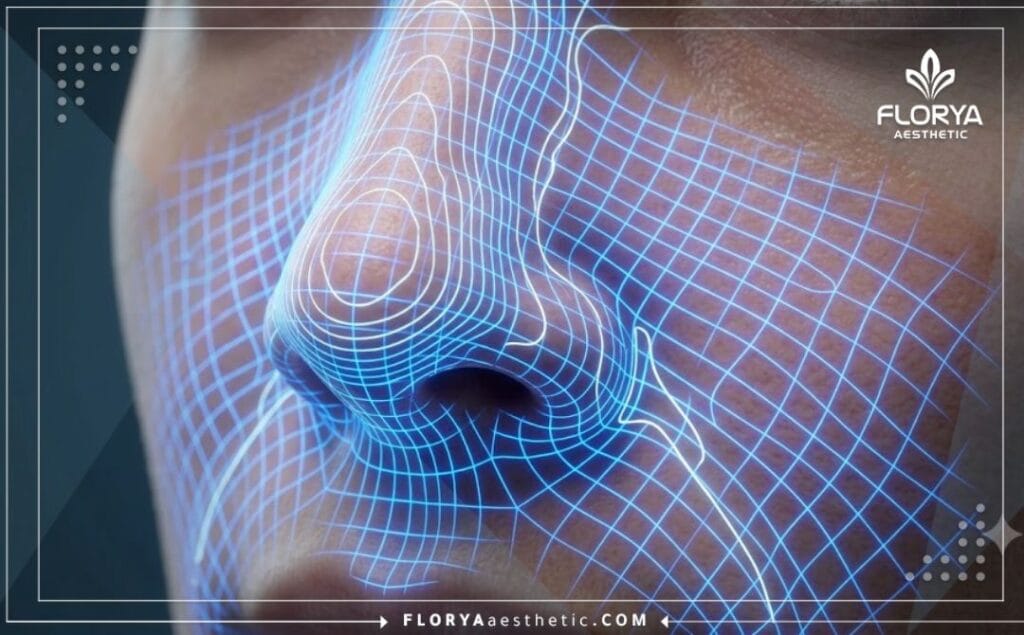 High-tech 3D macro surface scan focusing on the nasal anatomy